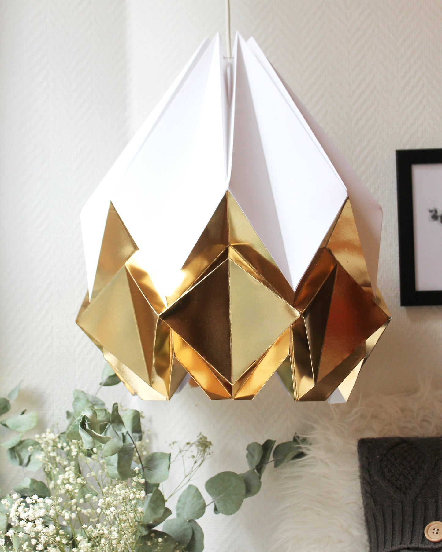 Suspension Origami Bicolore en Papier - Taille L