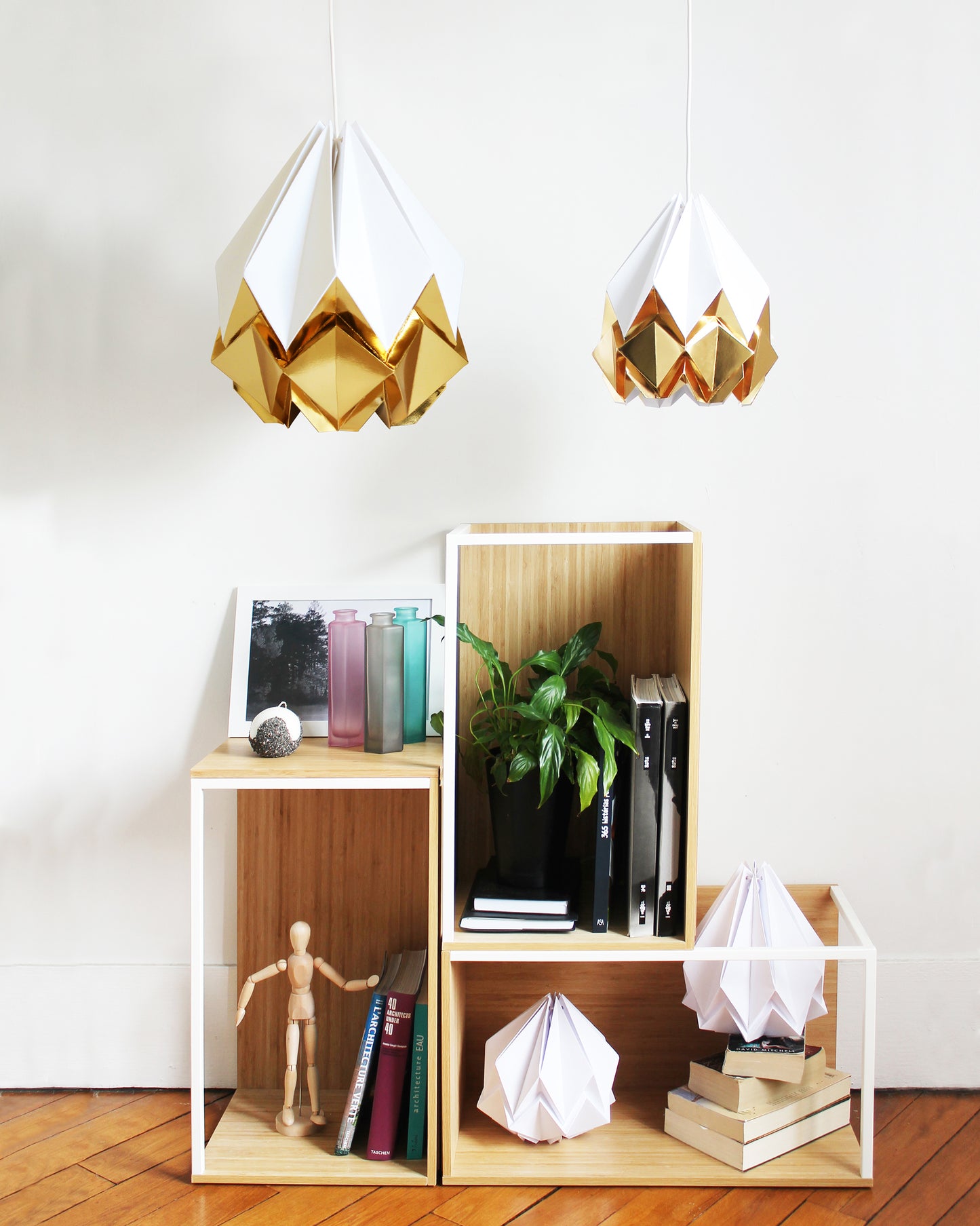 Suspension Origami Bicolore en Papier - Taille L