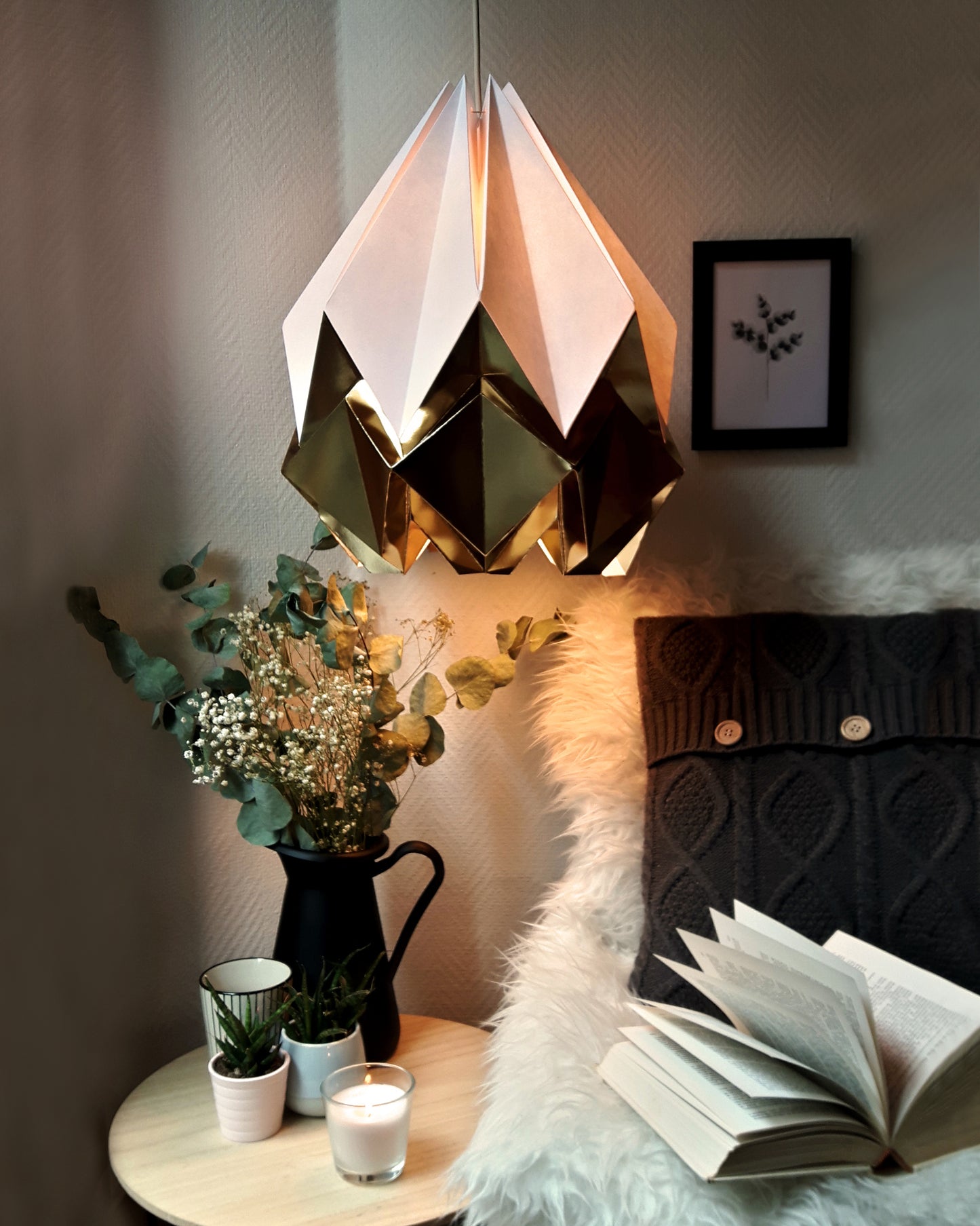 Suspension Origami Bicolore en Papier - Taille L