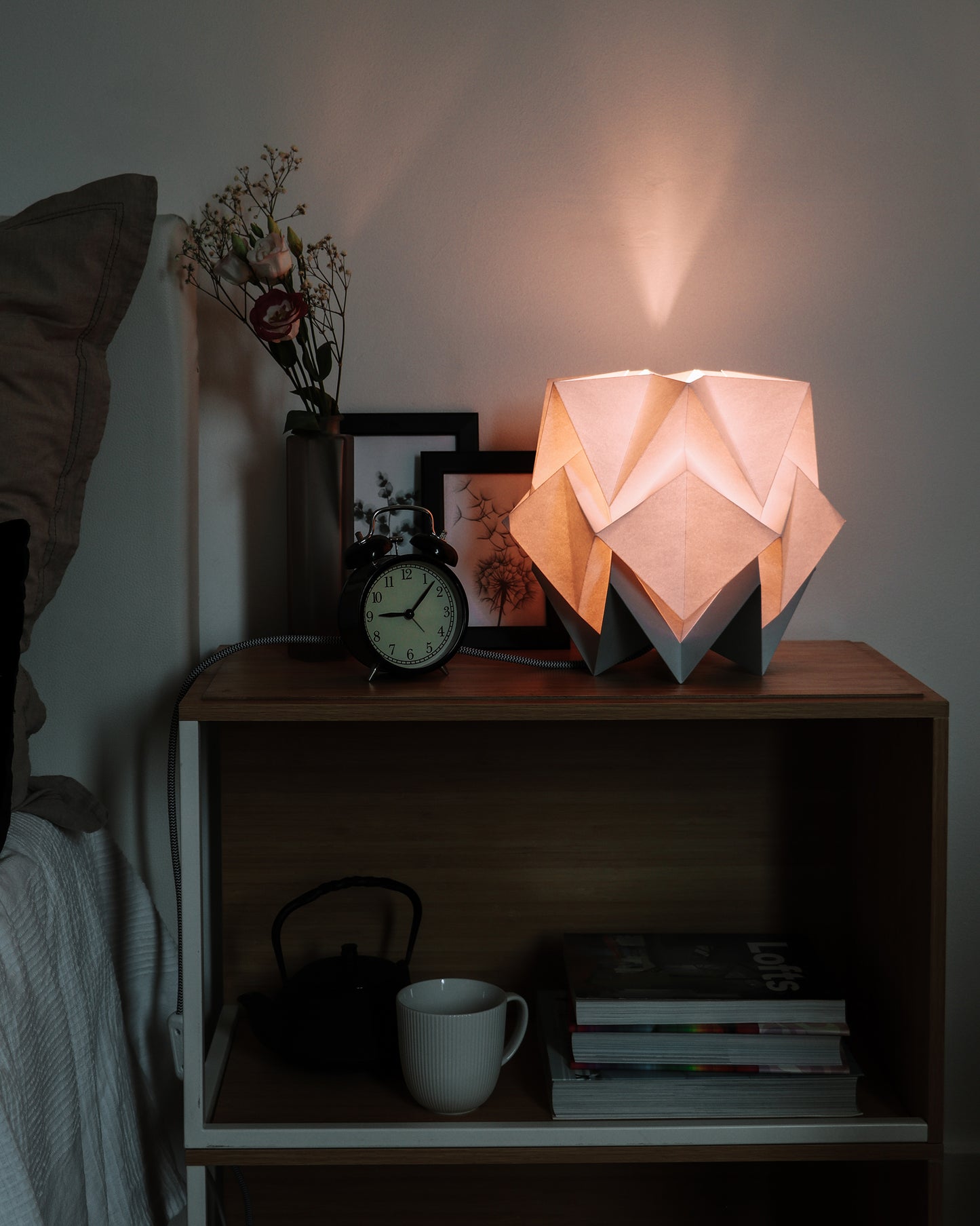 Lampe de Table Origami Bicolore en Papier - taille M