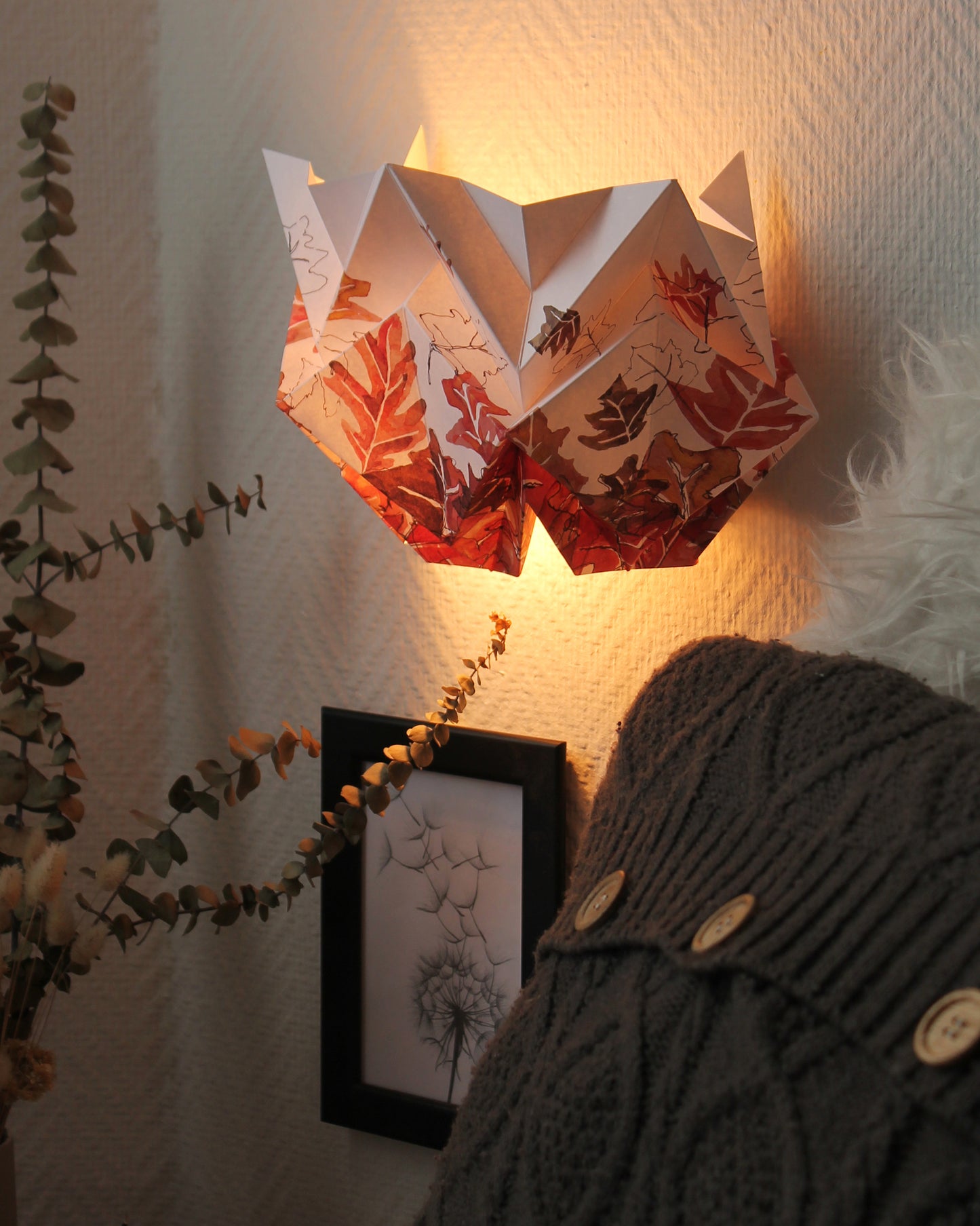 Origami Wall Sconce in Paper - Autumn