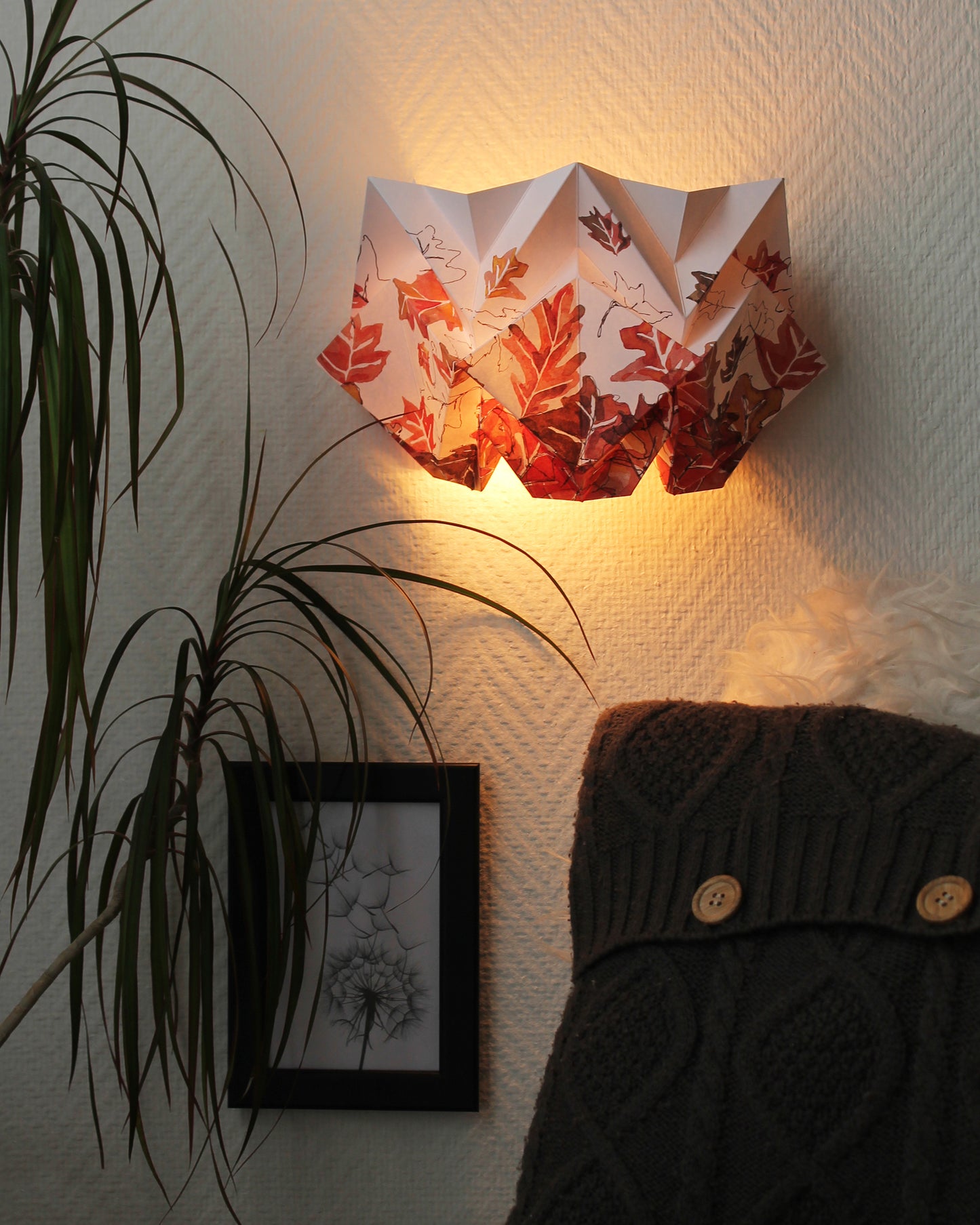 Origami Wall Sconce in Paper - Autumn
