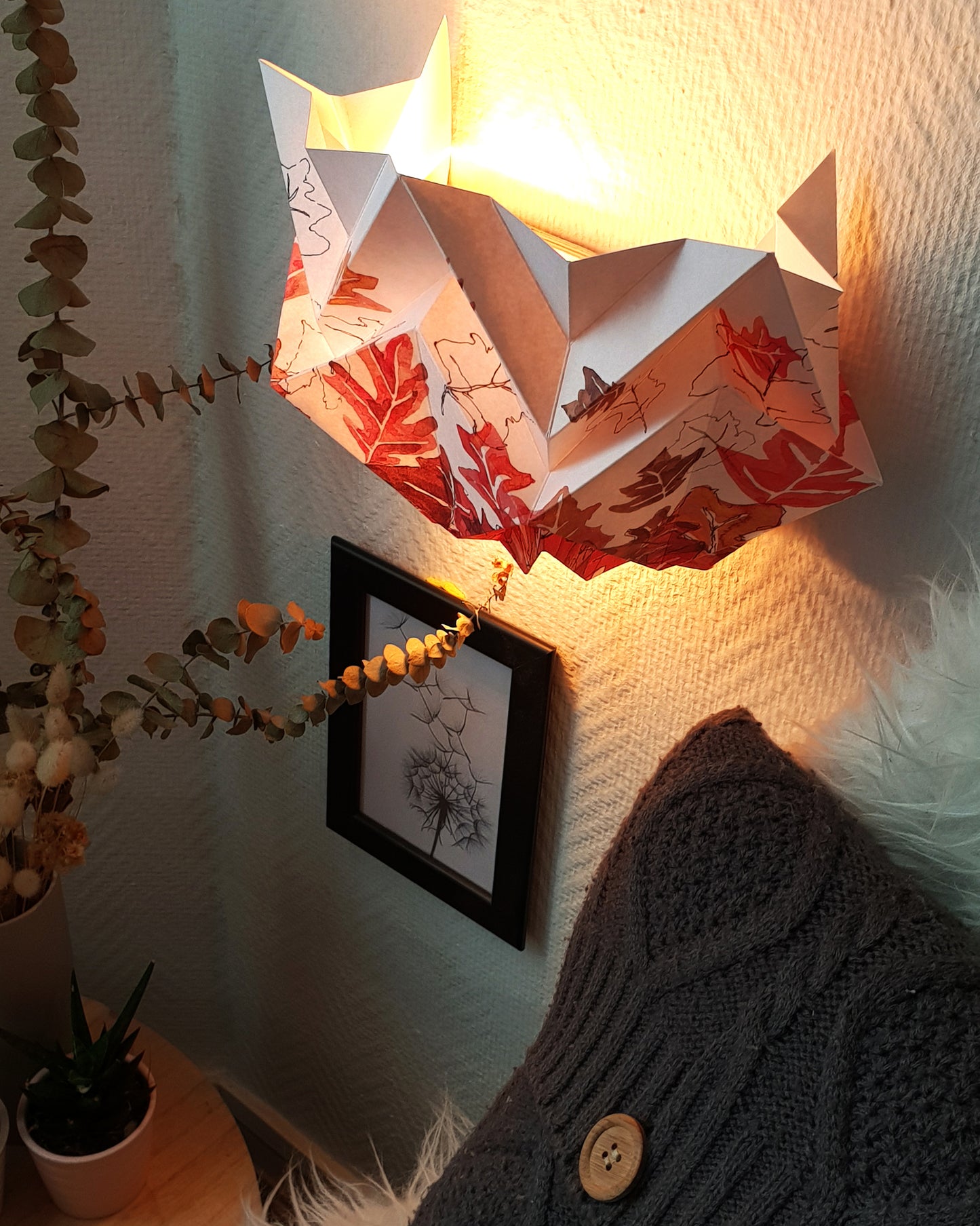 Origami Wall Sconce in Paper - Autumn