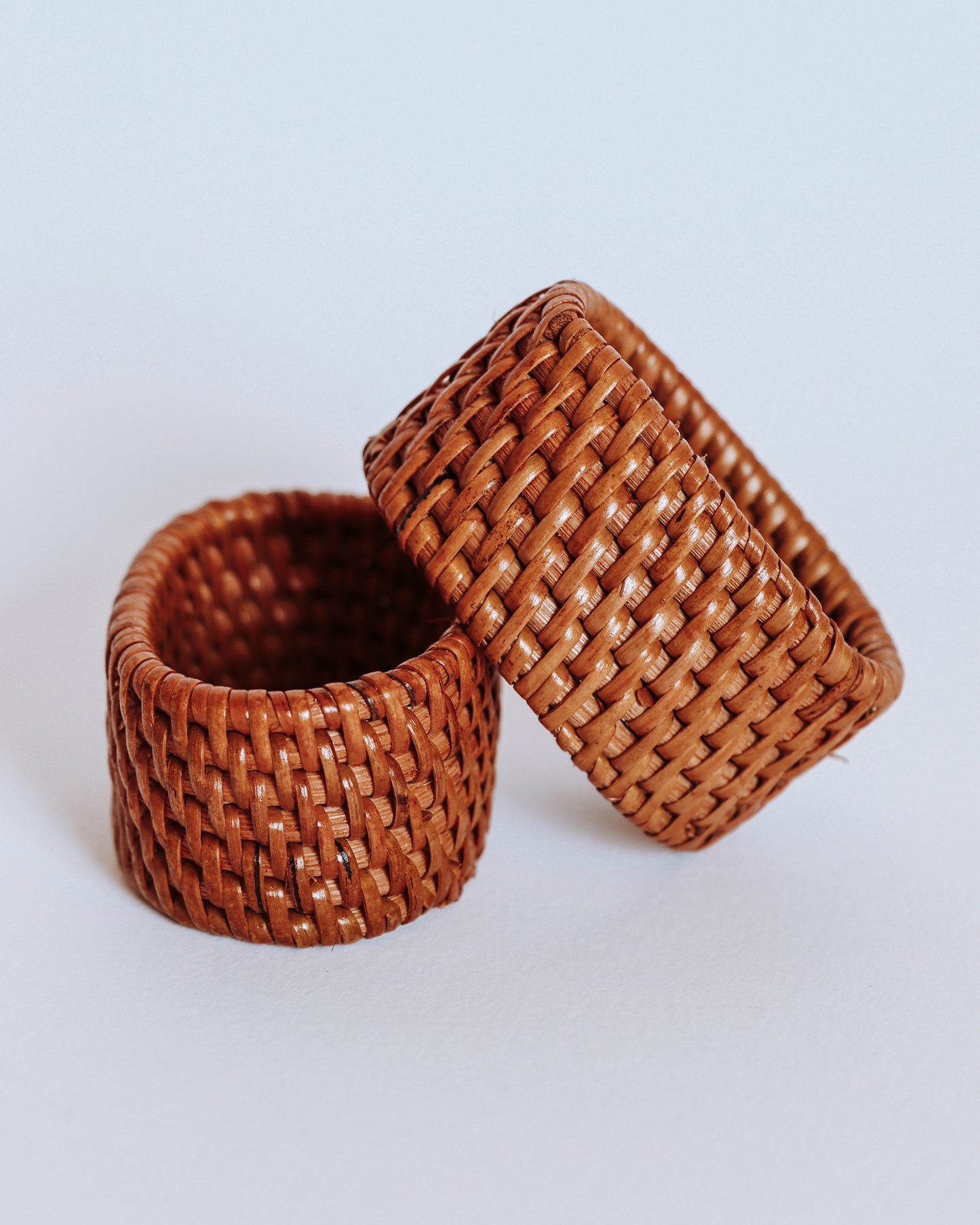 Bali Woven Rattan Napkin Rings – Set of 2 Handmade Table Accents