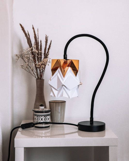 Lampe de Table Kikyo avec pied flexible et petit abat-jour en papier