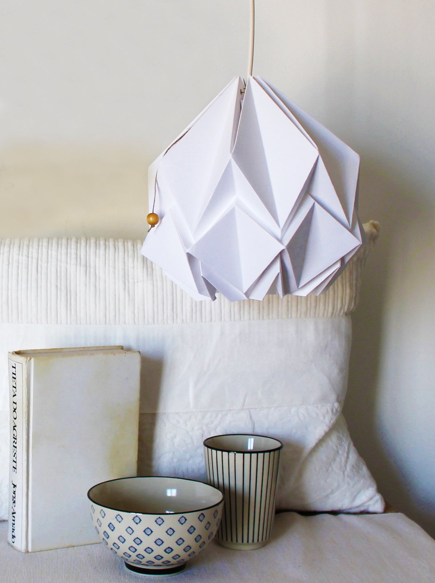 Origami Pendant Light in White Paper - Size S