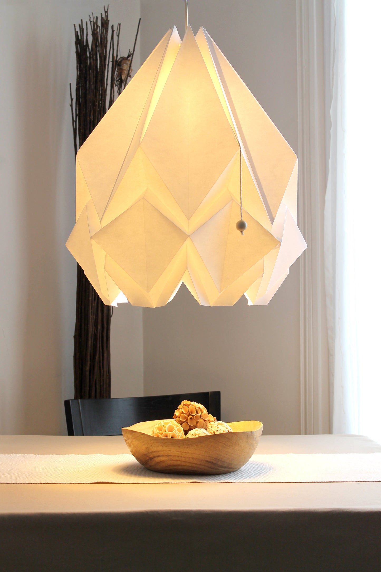 Origami Pendant Light in White Paper - Size XL