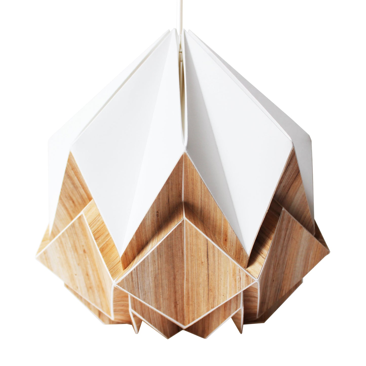 Pendant Lampshade in white paper and Ecowood - size S