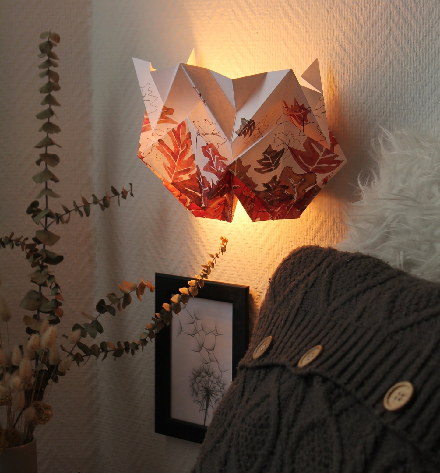 Origami Wall Sconce in Paper - Autumn