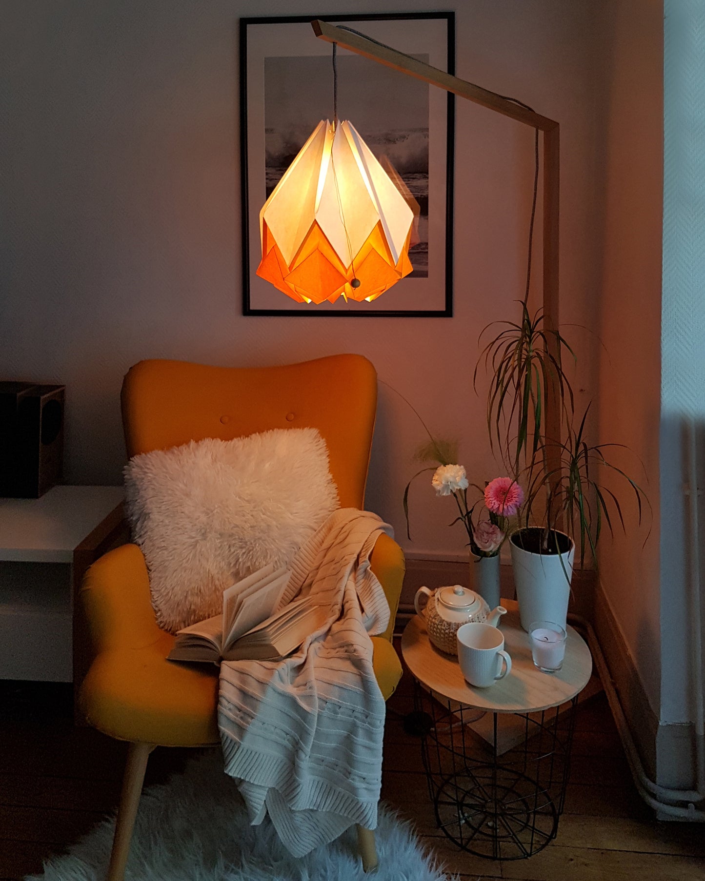Suspension Origami Bicolore en Papier - Taille L