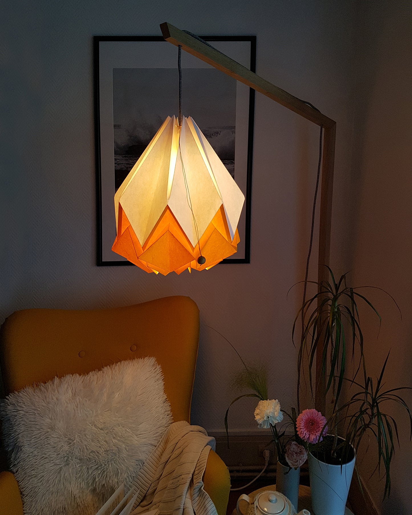 Suspension Origami Bicolore en Papier - Taille L