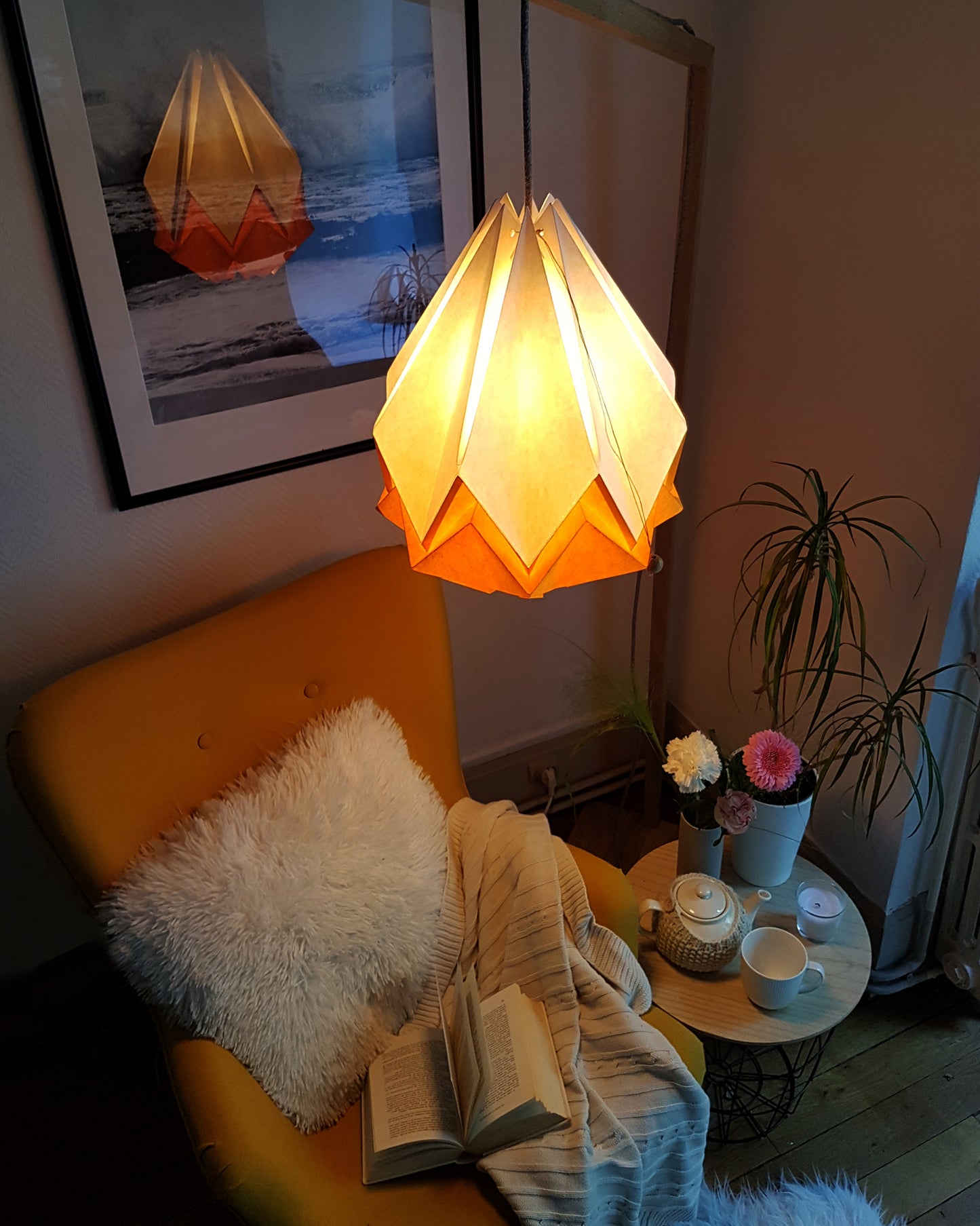 Suspension Origami Bicolore en Papier - Taille L