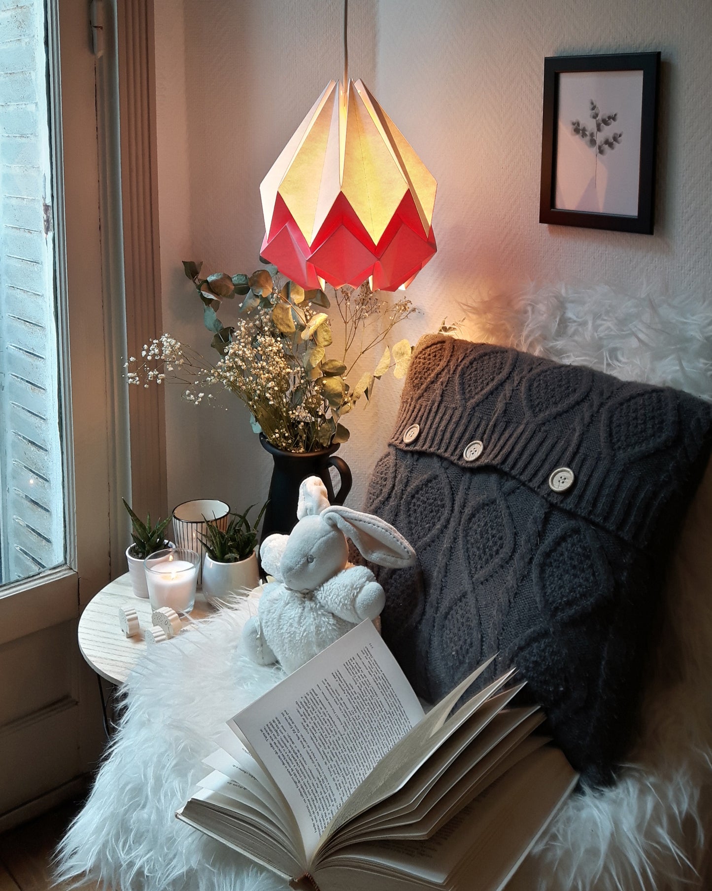 Suspension Origami Bicolore en Papier - Taille M