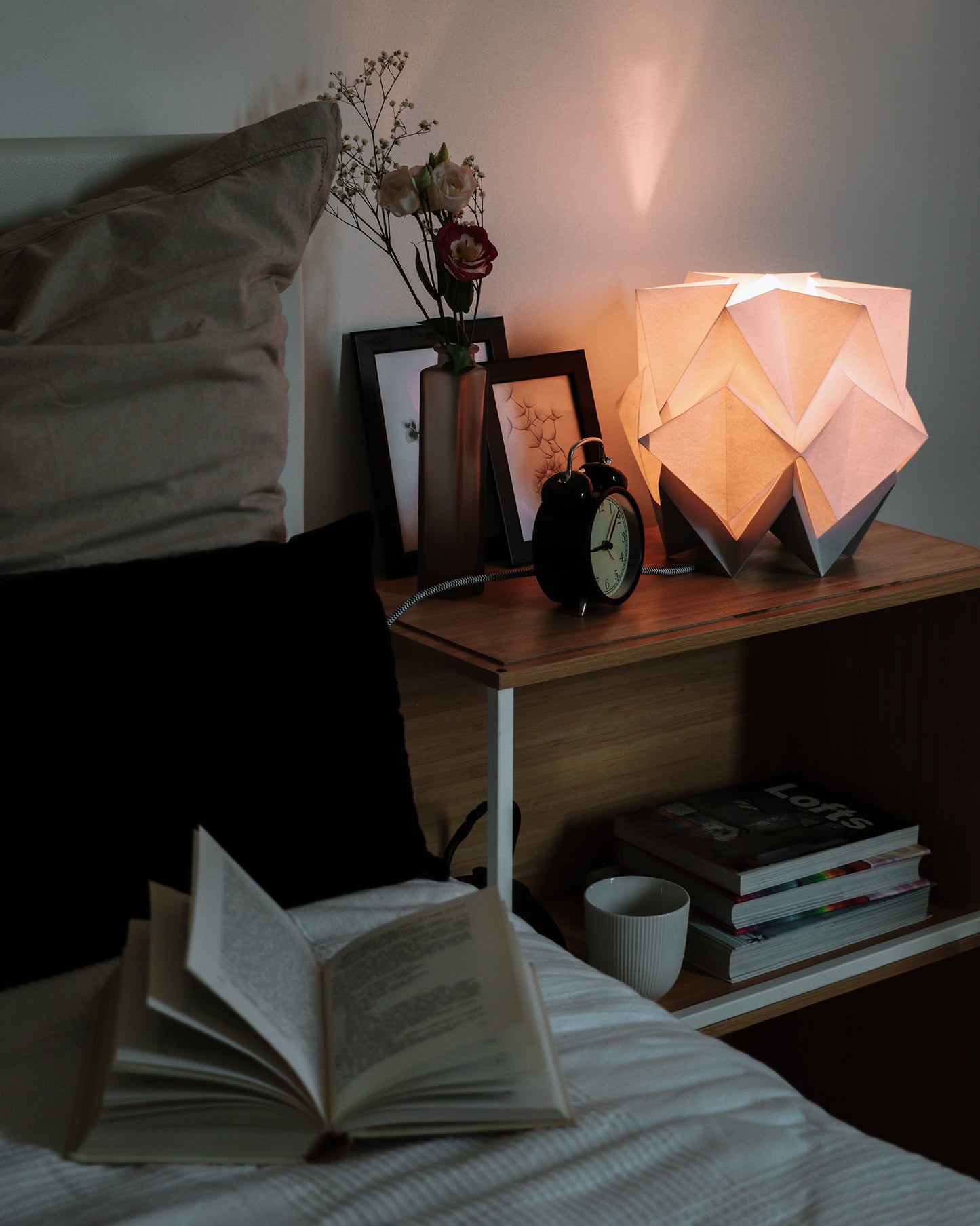 Lampe de Table Origami Bicolore en Papier - taille M