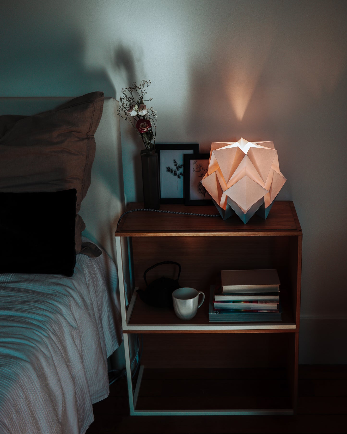 Lampe de Table Origami Bicolore en Papier - taille M