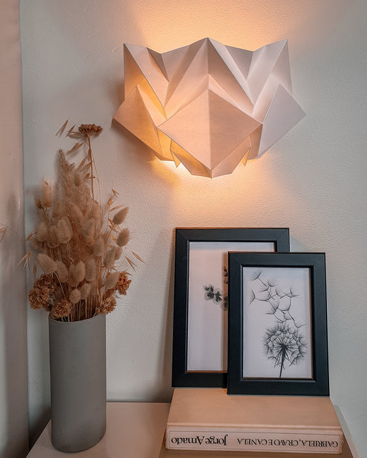 white origami sconce bedside table decoration Tedzukuri Atelier