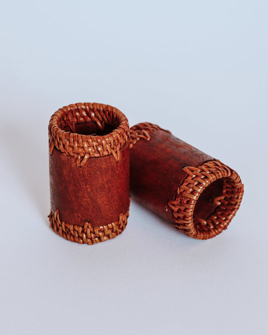 Bali Woven Rattan Napkin Rings – Set of 2 Handmade Table Accents