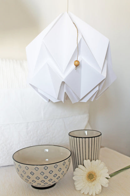 Origami Pendant Light in White Paper - Size S