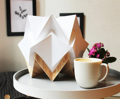 Origami Table Lamp in Paper and Ecowood - Size S