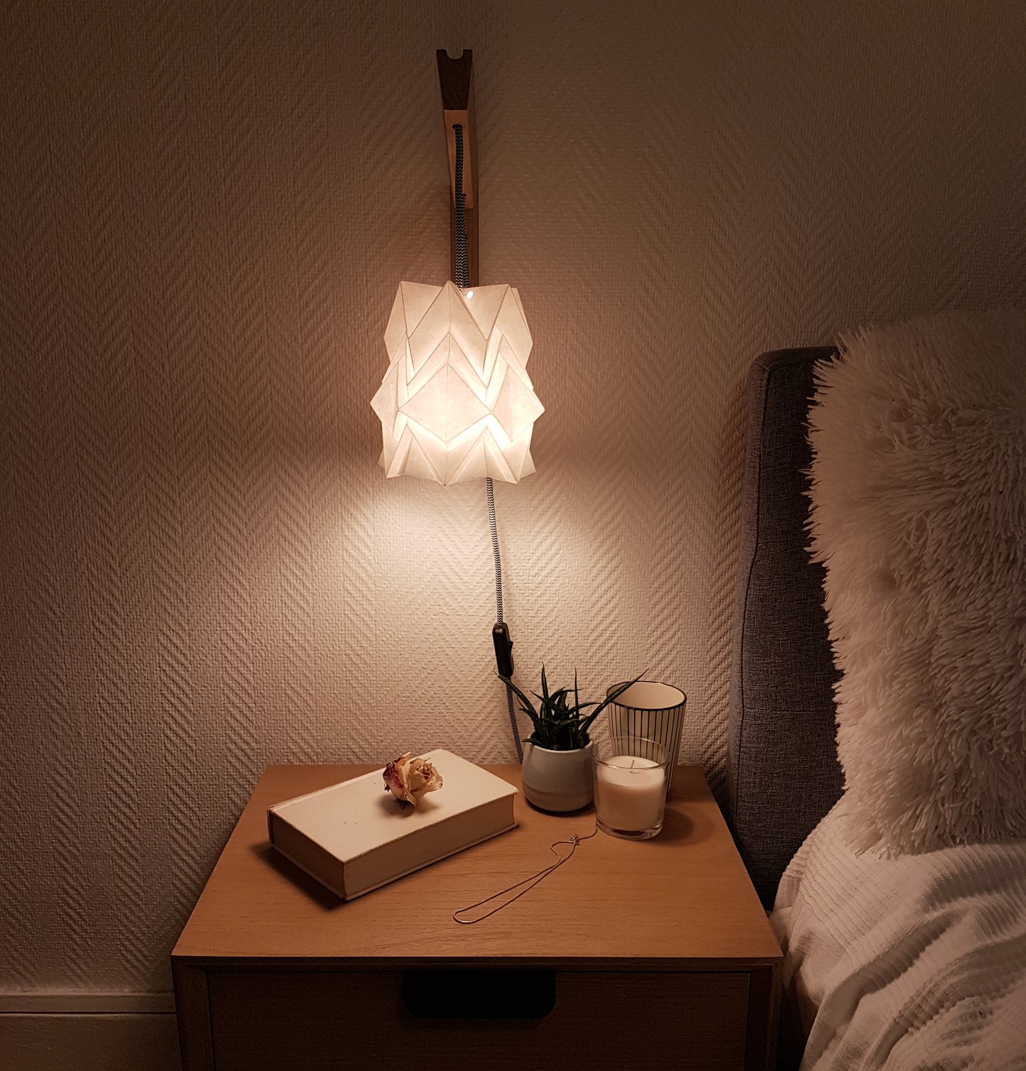 Bedside Pendant Light in White Paper