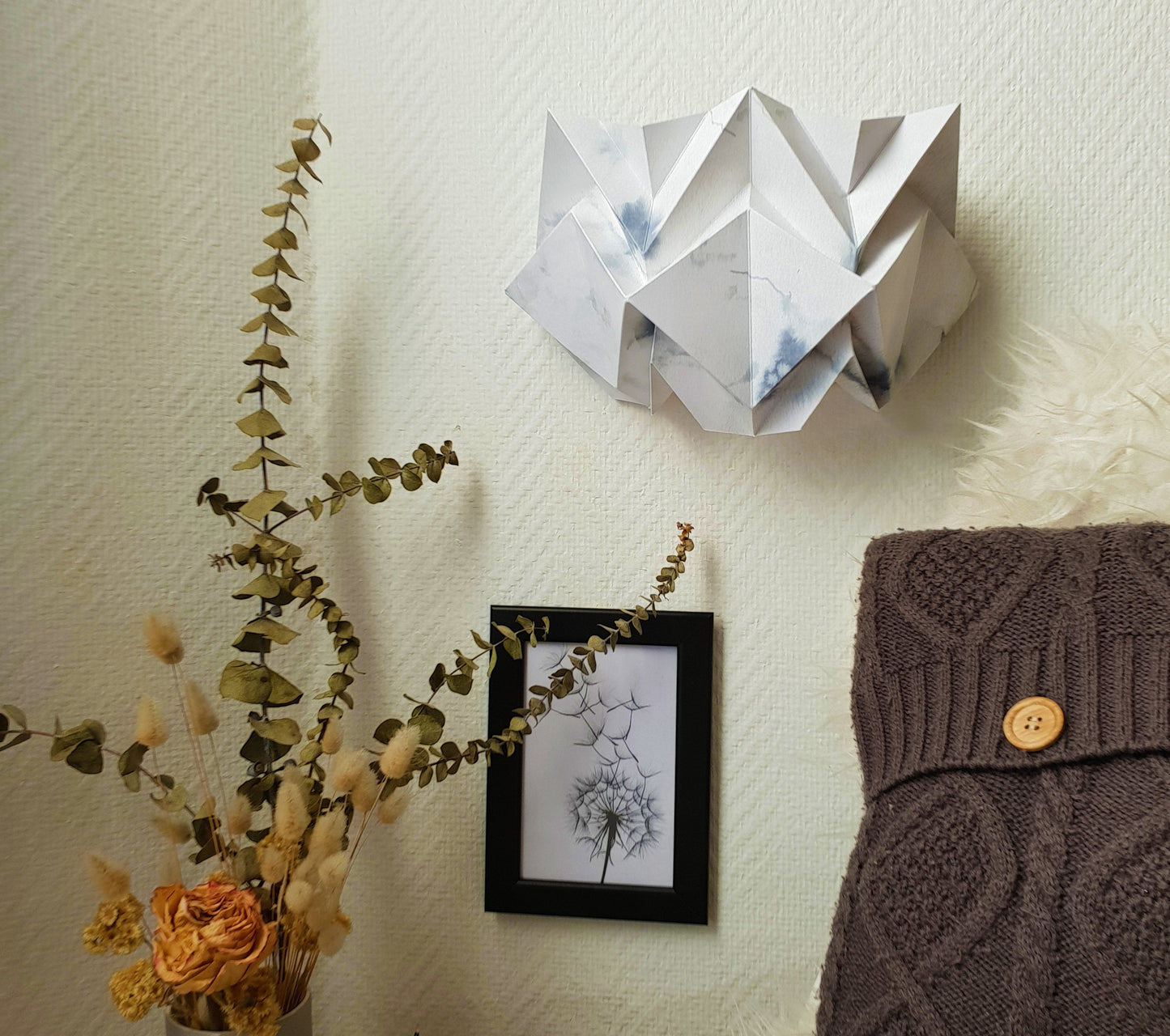 Applique murale Origami en Papier - Motif Hiver