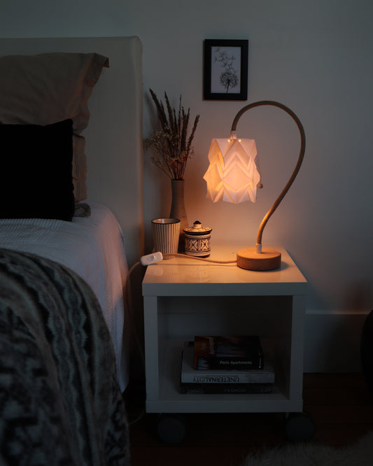 Lampe de Table Kikyo avec pied flexible et petit abat-jour en papier
