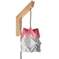 Origami Wall Lighting Fixture - Wooden Bracket With Small Bicolore Paper Pendant Light