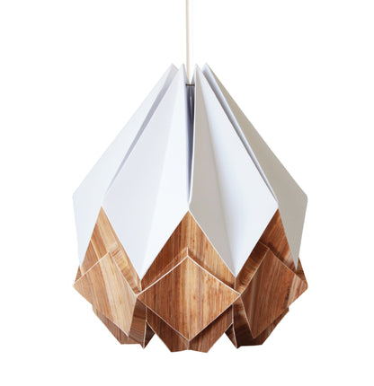 Pendant Lampshade in white paper and Ecowood - size S